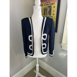Vintage Jean for Joseph Le‎ Bon  Sequined Beaded Evening Jacket Navy NWT Size L